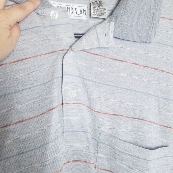 Grand Slam Grey Striped Polo - Picture 2 of 6